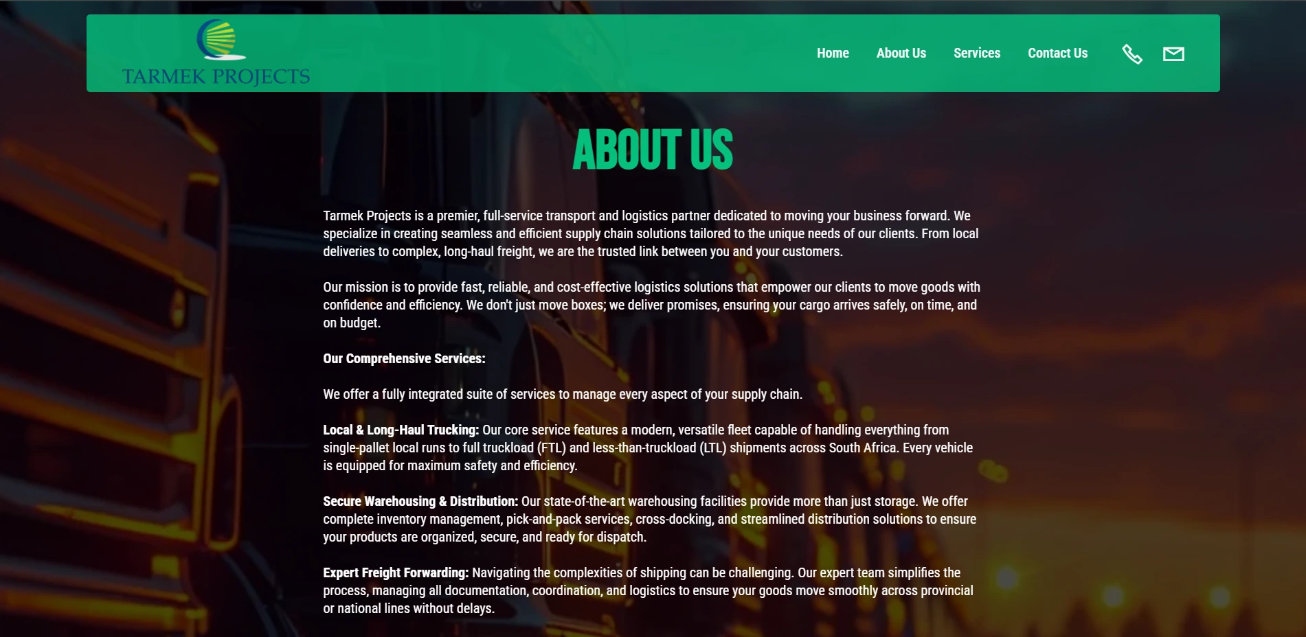 Tarmek Logistics Services - Transportation & Logistics Solutions